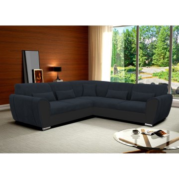 Hörnsoffa med bäddfunktion och förvaring i L-form VISEU, högerutförande, antracit/svart