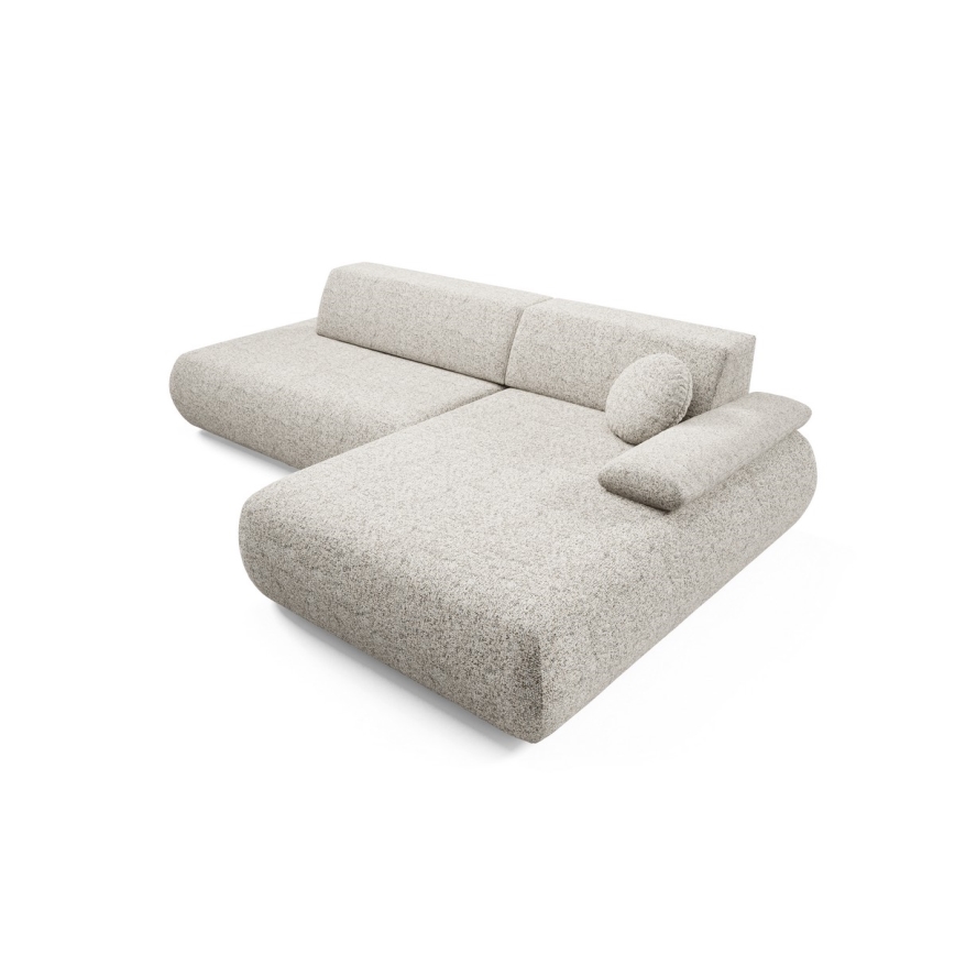 Hörnsoffa med bäddfunktion och förvaring i L‑form PRATO, höger, beige