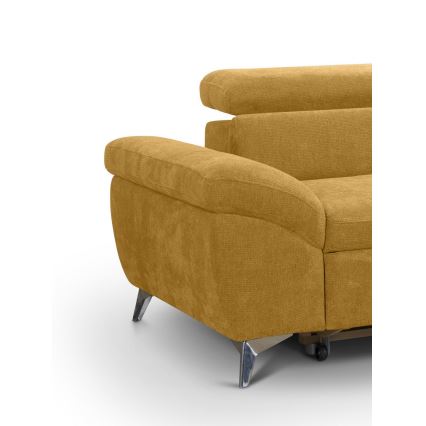 Utdragbar hörnsoffa i L-form SALERNO höger gul