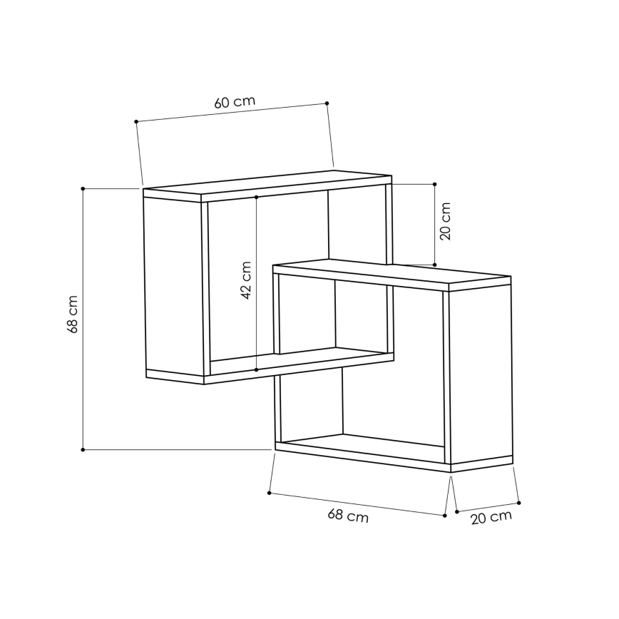 Hörnvägghylla RING 68x68 cm grå/antracit