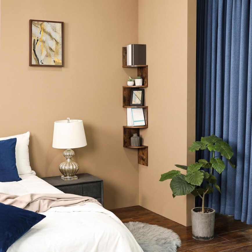 Hörnväggshylla SNAKE, brun