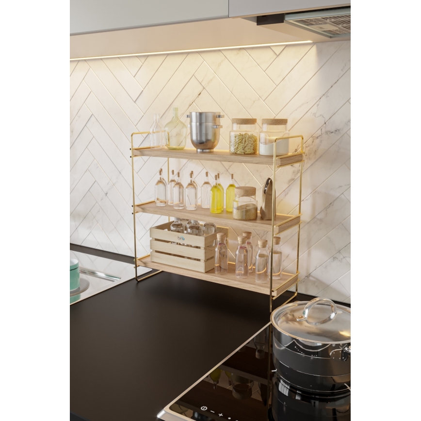 Hyllorganisatör 45x40 cm guld/brun