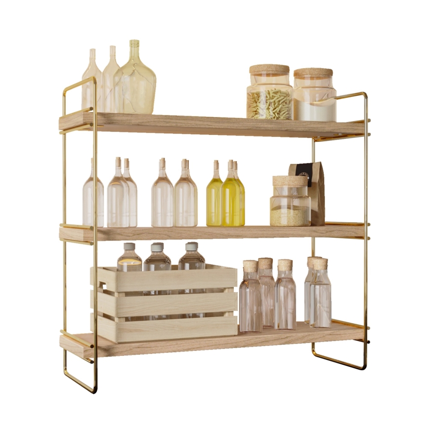 Hyllorganisatör 45x40 cm guld/brun