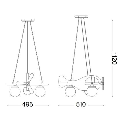 Ideal Lux - Barnpendel med sladd AVION 3xE14/28W/230V blå
