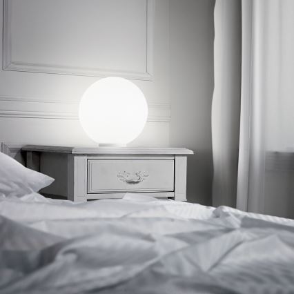 Ideal Lux - Bordslampa MAPA 1xE27/42W/230V Ø 20 cm vit
