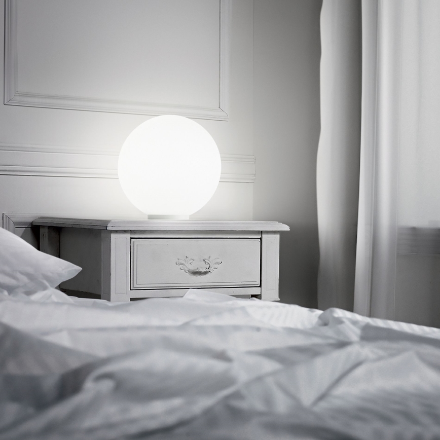 Ideal Lux - Bordslampa MAPA 1xE27/42W/230V Ø 30 cm vit