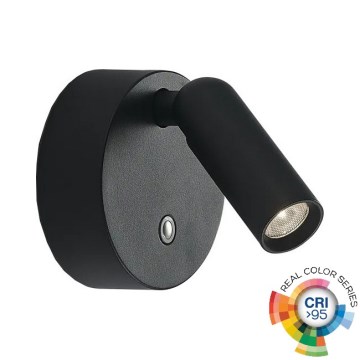 Ideal Lux - Dimbar, uppladdningsbar och touchstyrd väggmonterad spotlampa BEAN LED/3W/5V 2200 mAh CRI 95 svart