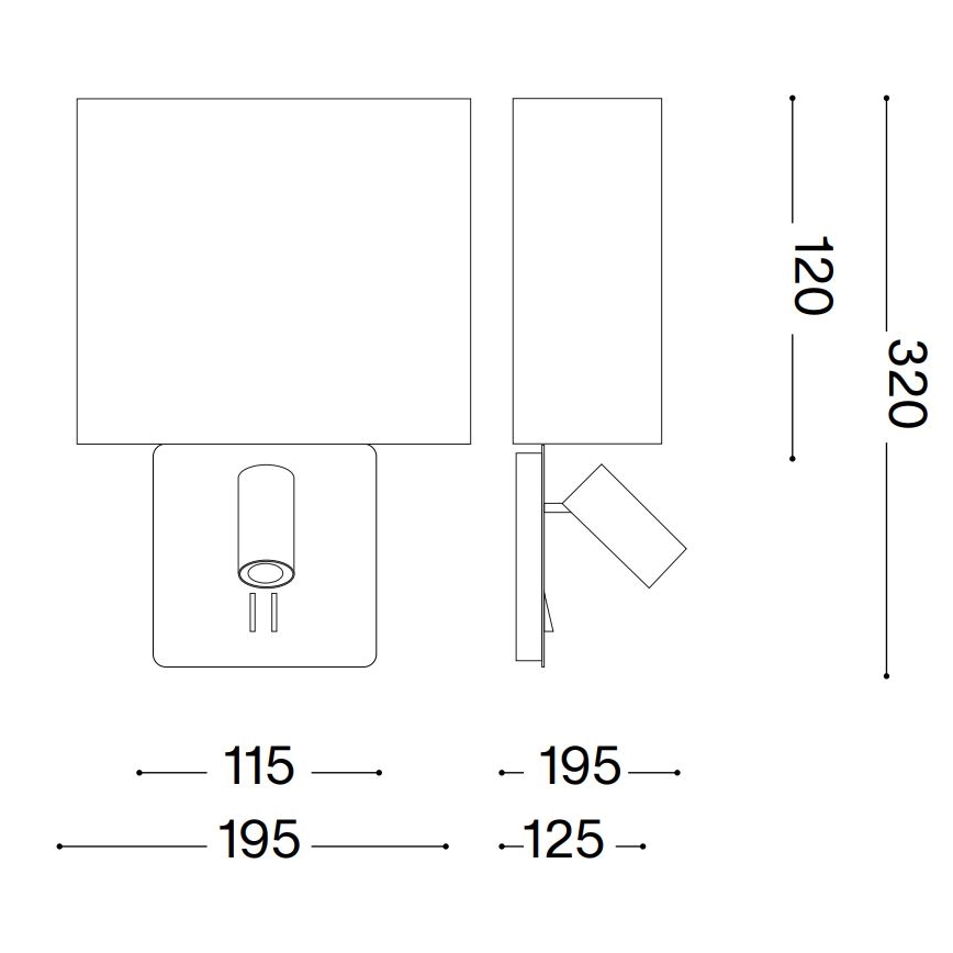 Ideal Lux - Ersättningslampskärm för vägglampa GEA svart