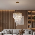 Ideal Lux - Kristallkrona med textilsladd CARLTON 12xE14/40W/230V diameter 50 cm guld