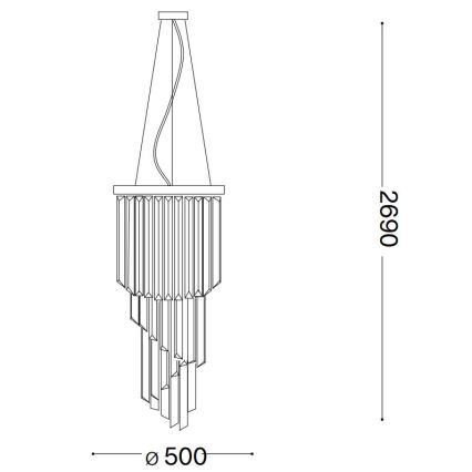 Ideal Lux - Kristallkrona med textilsladd CARLTON 12xE14/40W/230V diameter 50 cm guld