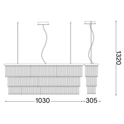 Ideal Lux - Kristallkrona med textilsladd MARTINEZ 8xE14/40W/230V skinande krom