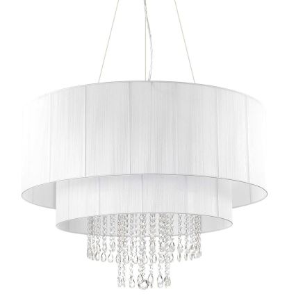Ideal Lux - Kristallkrona med textilsladd OPERA 10xE27/60W/230V diameter 90 cm vit
