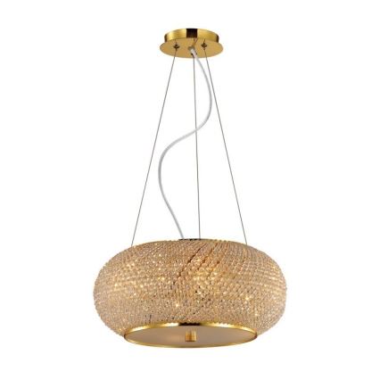Ideal Lux - Kristallkrona med textilsladd PASHA 10xE14/40W/230V diameter 55 cm guld