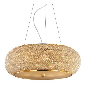Ideal Lux - Kristallkrona med textilsladd PASHA 14xE14/40W/230V diameter 65 cm guld