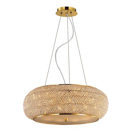 Ideal Lux - Kristallkrona med textilsladd PASHA 14xE14/40W/230V diameter 65 cm guld