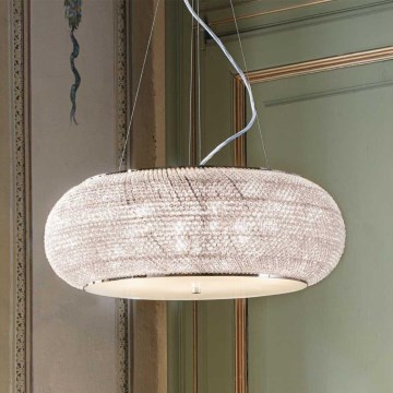 Ideal Lux - Kristallkrona med textilsladd PASHA 14xE14/40W/230V diameter 65 cm skinande krom