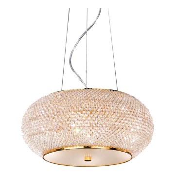 Ideal Lux - Kristallkrona med textilsladd PASHA 6xE14/40W/230V diameter 40 cm guld