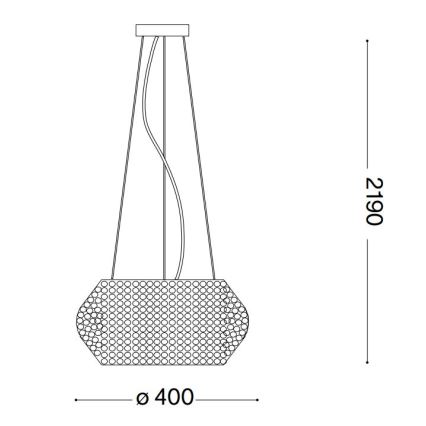 Ideal Lux - Kristallkrona med textilsladd PASHA 6xE14/40W/230V diameter 40 cm guld