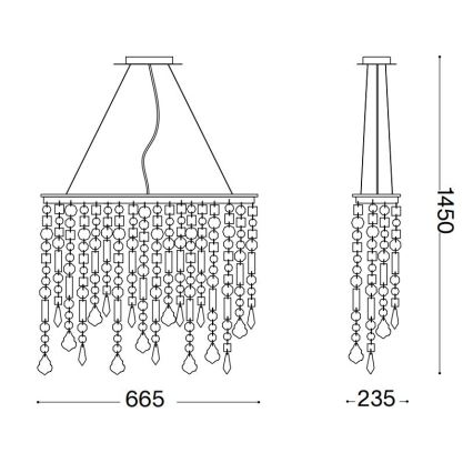 Ideal Lux - Kristallkrona med textilsladd RAIN 5xE14/40W/230V genomskinlig