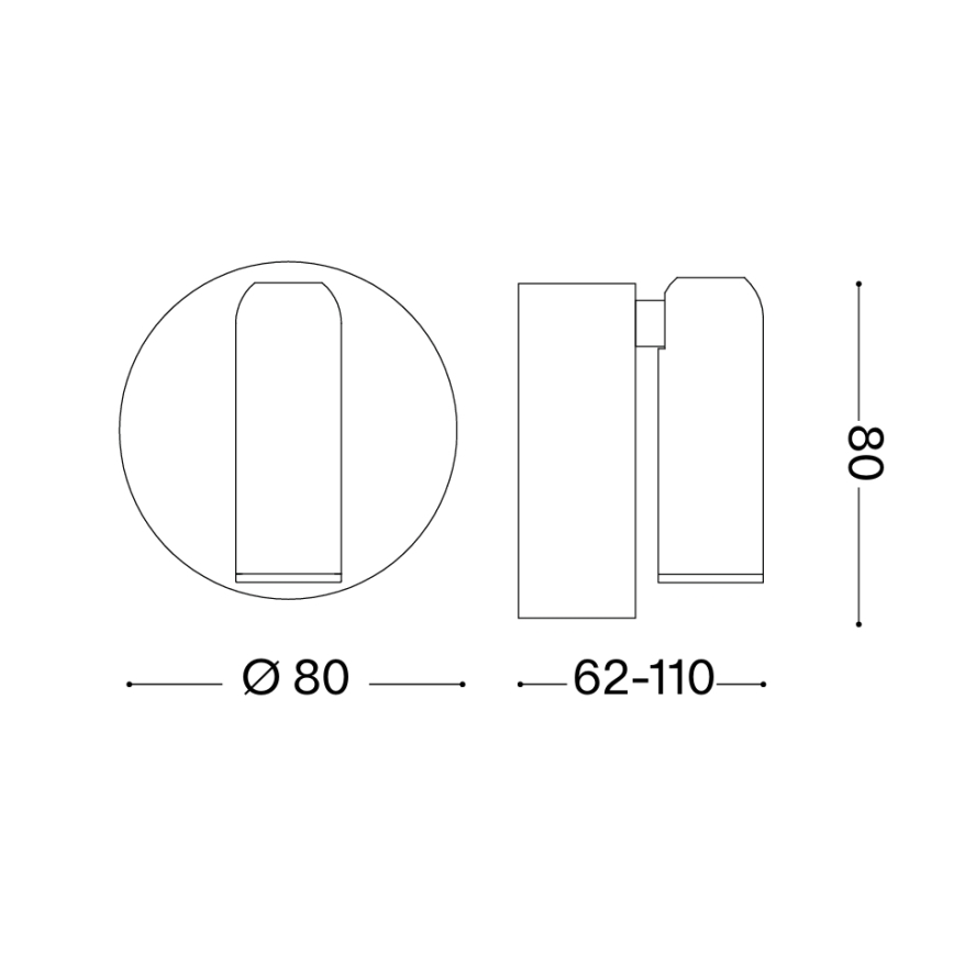 Ideal Lux - BEAN LED väggspot, dimbar, uppladdningsbar och beröringsstyrd, 3W/5V, CRI 95, svart