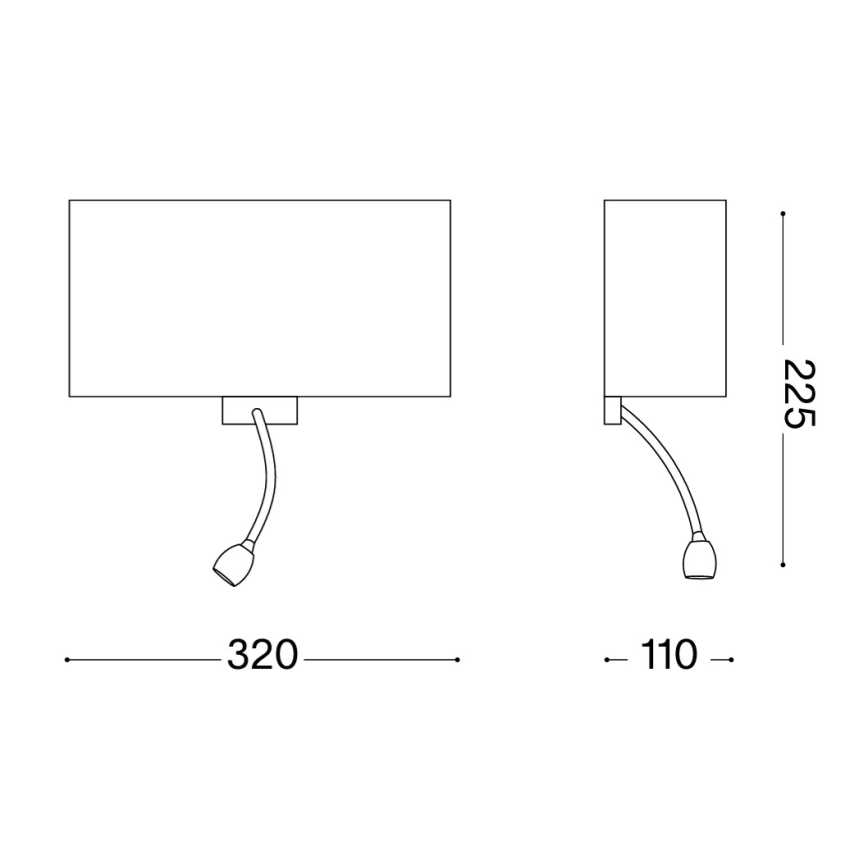 Ideal Lux - LED Flexibel vägglampa HOTEL 1xE27/60W/230V + LED/1,5W/230V