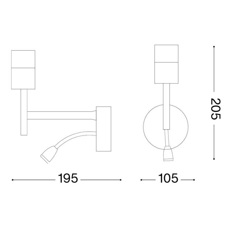 Ideal Lux - LED Flexibel lampa med armatur SET 1xE27/42W + LED/3W/230V CRI 90 USB guld