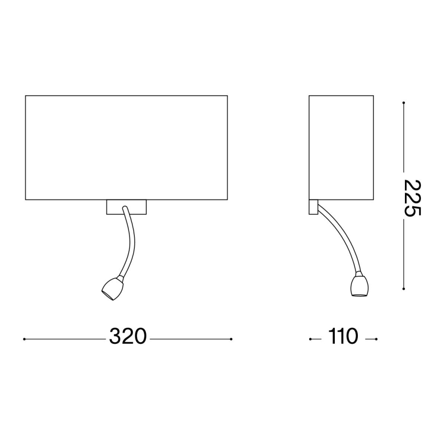 Ideal Lux - LED Flexibel vägglampa HOTEL 1xE27/60W/230V + LED/1,5W vit