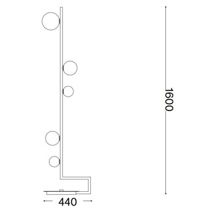 Ideal Lux - LED golvlampa BIRDS 5xG9/3W/230V svart/guld