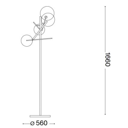 Ideal Lux - LED golvlampa EQUINOXE 4xG4/2W/230V mässing/rökig