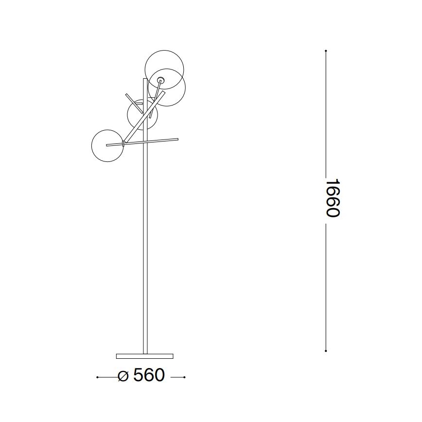 Ideal Lux - LED golvlampa EQUINOXE 4xG4/2W/230V mässing/rökig