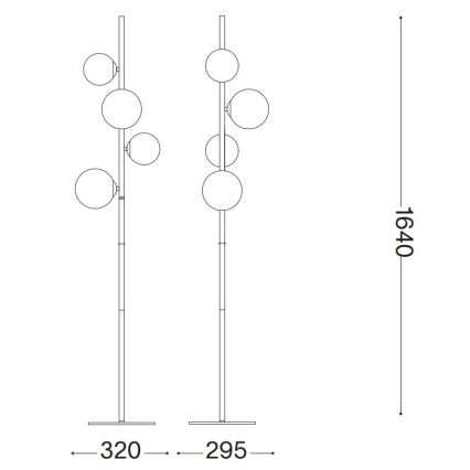 Ideal Lux - LED golvlampa PERLAGE 4xG9/3W/230V guld/rökig