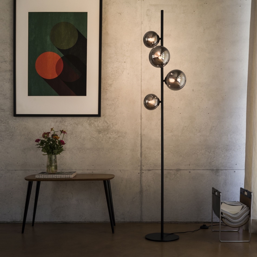 Ideal Lux - LED-golvlampa PERLAGE 4xG9/3W/230V svart/röksvart