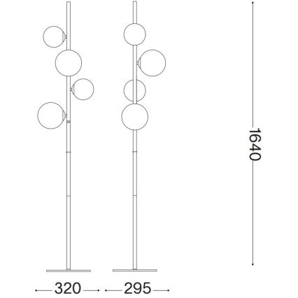 Ideal Lux - LED golvlampa PERLAGE 4xG9/3W/230V svart/rökig