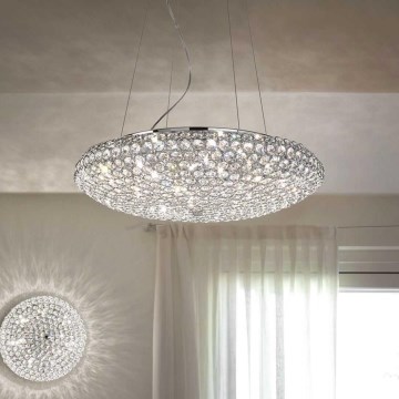 Ideal Lux - LED kristallkrona med textilsladd KING 12xG9/3W/230V diameter 65 cm skinande krom