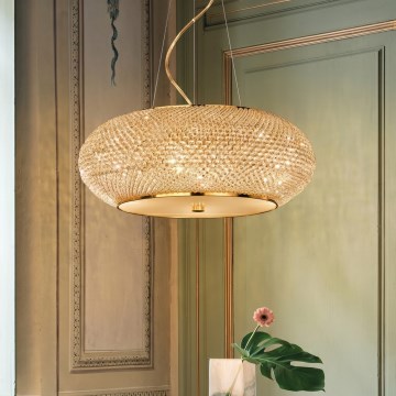 Ideal Lux - LED-kristallkrona på vajer PASHA 14xE14/40W/230V Ø 65 cm guld