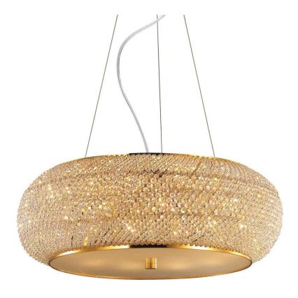Ideal Lux - LED-kristallkrona på vajer PASHA 14xE14/40W/230V Ø 65 cm guld