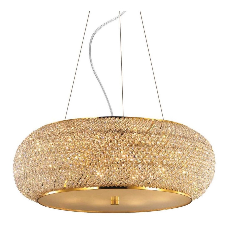 Ideal Lux - LED-kristallkrona på vajer PASHA 14xE14/40W/230V Ø 65 cm guld