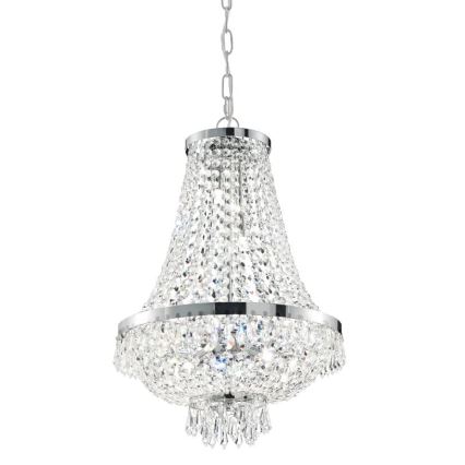 Ideal Lux - LED Ljuskrona i kristal med kedja CAESAR 6xG9/3W/230V diameter 38 cm skinande krom