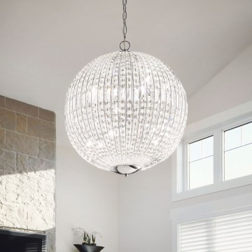 Ideal Lux - LED Ljuskrona i kristal med kedja LUXOR 6xG9/3W/230V diameter 40 cm genomskinlig