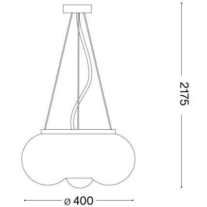 Ideal Lux - LED ljuskrona med textilsladd ARIZONA 3xGX53/9W/230V diameter 40 cm vit