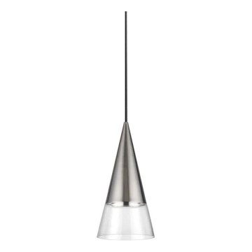Ideal Lux - LED ljuskrona med textilsladd CONO 1xGU10/7W/230V diameter 15 cm CRI 90 matt krom