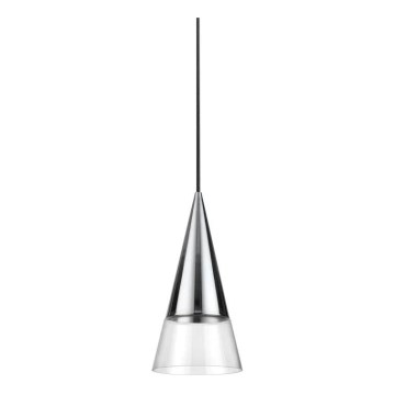 Ideal Lux - LED ljuskrona med textilsladd CONO 1xGU10/7W/230V diameter 15 cm CRI 90 skinande krom