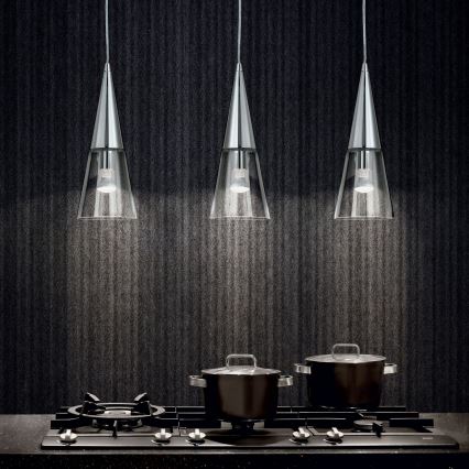 Ideal Lux - LED ljuskrona med textilsladd CONO 1xGU10/7W/230V diameter 15 cm CRI 90 matt krom