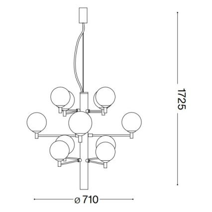 Ideal Lux - LED ljuskrona med textilsladd COPERNICO 12xG9/3W/230V diameter 71 cm svart