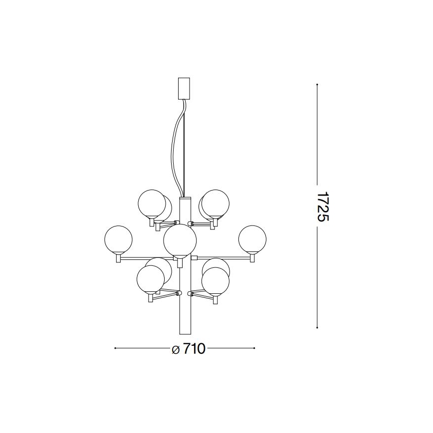 Ideal Lux - LED ljuskrona med textilsladd COPERNICO 12xG9/3W/230V diameter 71 cm svart