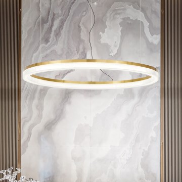 Ideal Lux - LED ljuskrona med textilsladd CROWN LED/42W/230V 3000K diameter 80 cm CRI 90 mässing