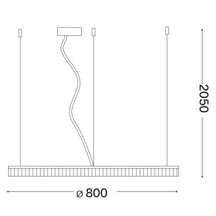 Ideal Lux - LED ljuskrona med textilsladd CROWN LED/42W/230V 3000K diameter 80 cm CRI 90 mässing
