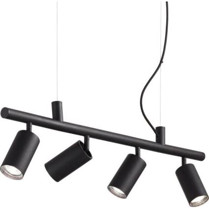 Ideal Lux - LED ljuskrona med textilsladd DYNAMITE 4xGU10/7W/230V CRI 90 svart
