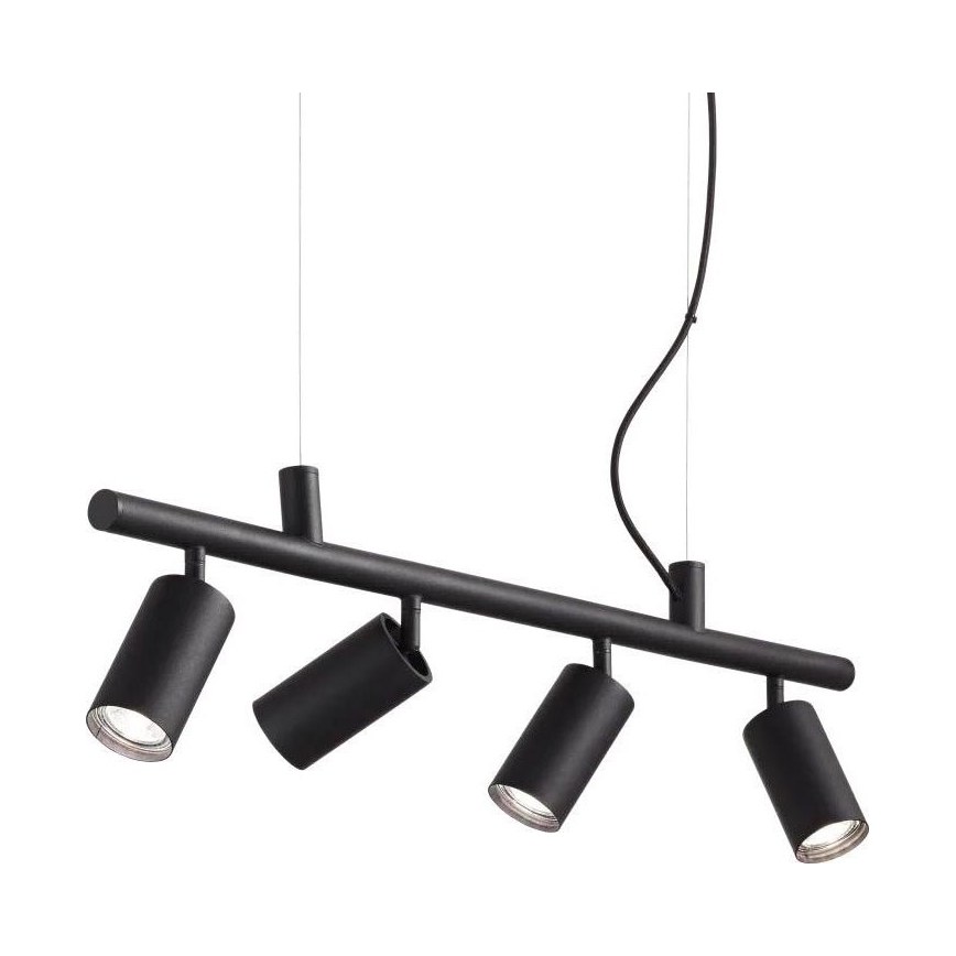 Ideal Lux - LED ljuskrona med textilsladd DYNAMITE 4xGU10/7W/230V CRI 90 svart