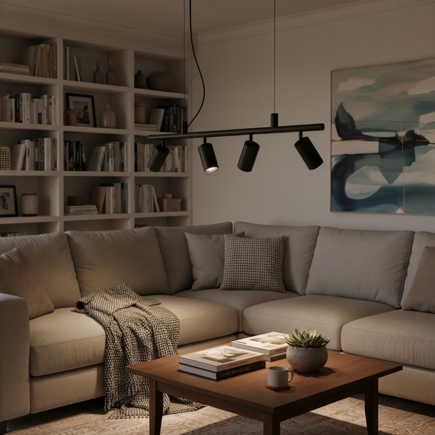 Ideal Lux - LED ljuskrona med textilsladd DYNAMITE 4xGU10/7W/230V CRI 90 svart